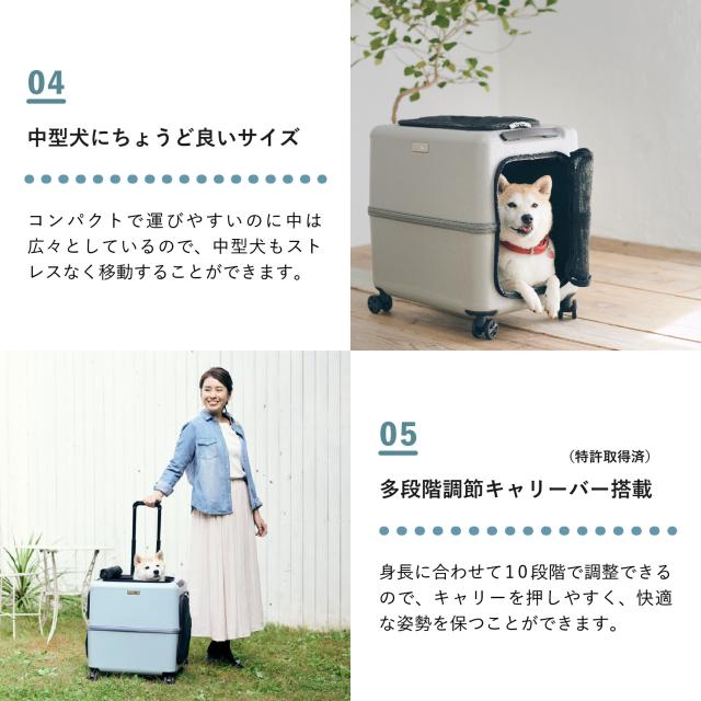 ペットキャリー ico Lサイズ PETICO ペチコ サンドグレー×ホワイト