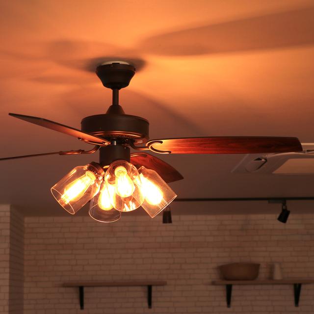 新品】JAVALO ELF シーリングファン 6灯 LED JE-CF048 LED 電球色 6灯