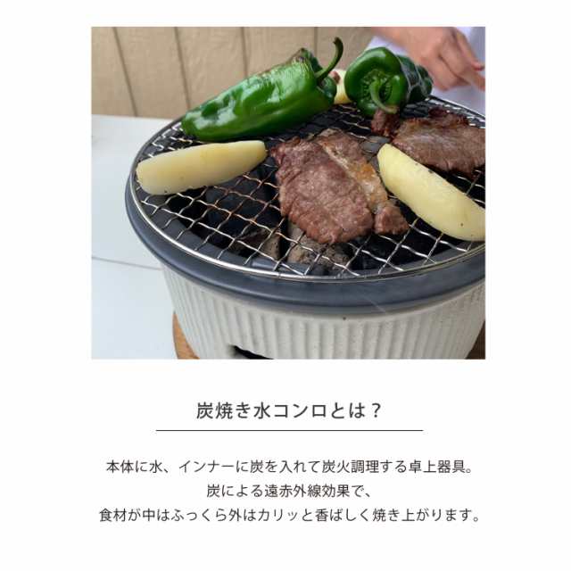 SALIU サリュウ 炭焼きグリル 小 陶器 水コンロ グリル 七輪 卓上 美濃