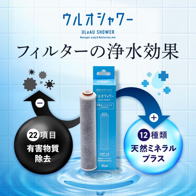 ULeAU ウルオ シャワーヘッド 塩素除去 日本製 22項目除去 アトピー ダメージヘア 敏感肌 乾燥肌 銀不使用 イーテック 正規販売店 US-180の通販は