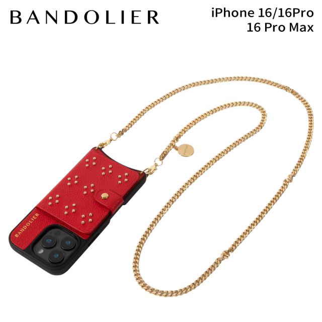 BANDOLIER バンドリヤー iphone16 16pro 16proMax スマホケース スマホショルダー 携帯 アイフォン モナ スタッズ マグセーフ メンズ レディース MONA STUDDED MAGSAFE RED レッド 18MOS