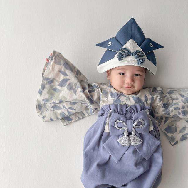 mocmof モクモフ 袴 ベビー服 ベビー兜 2点セット 和服 おめかし袴 キャップ 帽子 ベビー キッズ 男の子 女の子 赤ちゃん こども 子供_3
