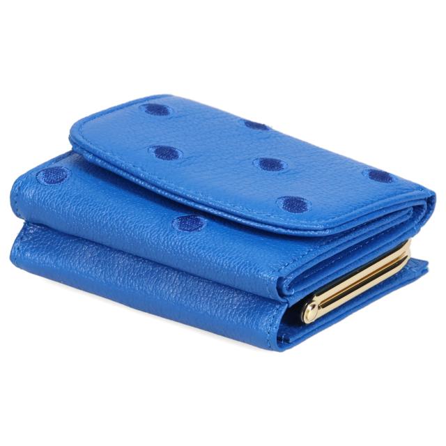 ペルケ perche 財布 三つ折り財布 ミニ財布 レディース 本革 がま口 ドット ブルー グリーン イエロー ゴールド シルバー 08-06-03562の通販は