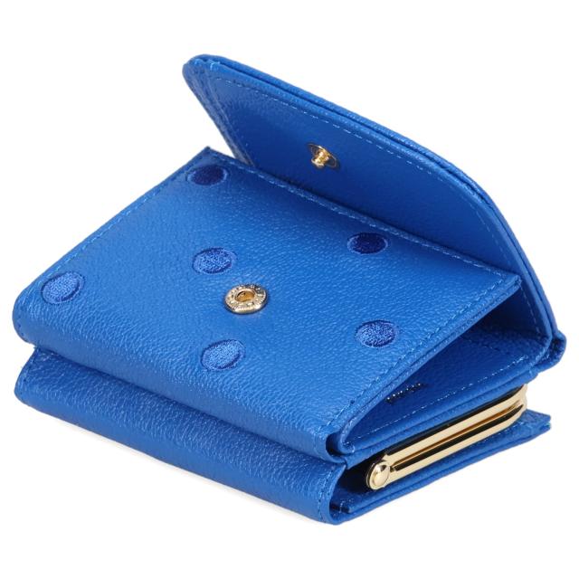 ペルケ perche 財布 三つ折り財布 ミニ財布 レディース 本革 がま口 ドット ブルー グリーン イエロー ゴールド シルバー 08-06-03562の通販は