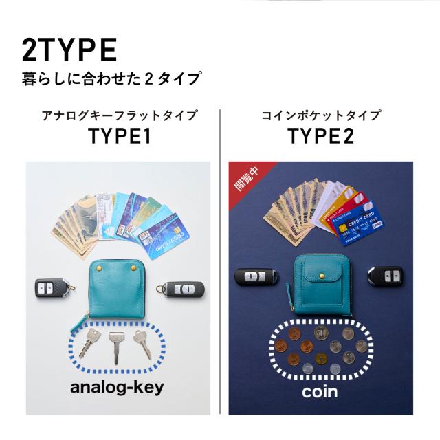 SMART MOVE! スマートムーブ スマートキーケース 財布 ミニ財布 2個収納 メンズ レディース ラウンドファスナー 本革 SHRINK type2 MC100_2