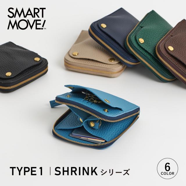 SMART MOVE! スマートムーブ スマートキーケース 財布 ミニ財布 2個収納 メンズ レディース ラウンドファスナー 本革 SHRINK type1 MV000