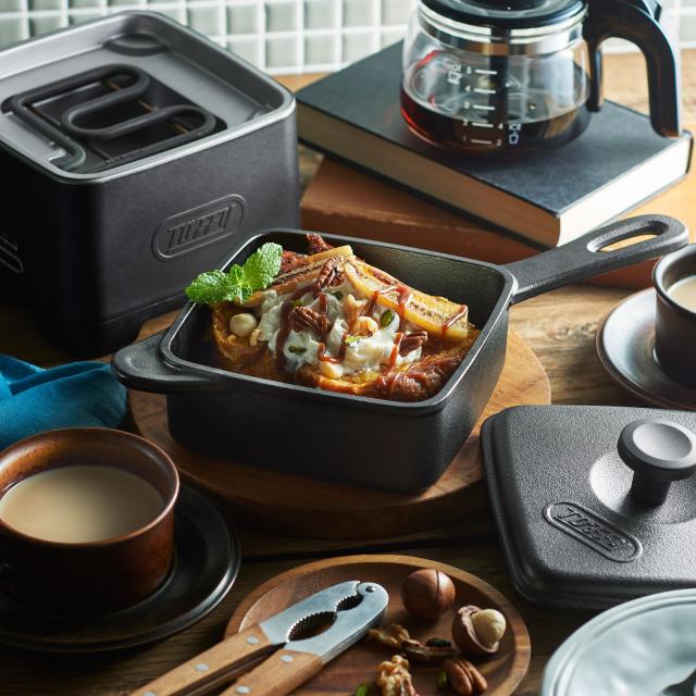 特典付き Toffy トフィー ホットスキレット 電気スキレット 1.2L 電動 フタ付き 角型 深型 直火対応 ブラック 黒 K-SK1