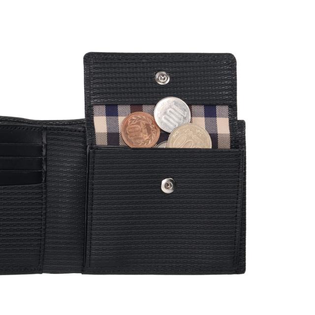 アクアスキュータム AQUASCUTUM 財布 二つ折り財布 ブリクストン メンズ 本革 日本製 小銭入れ付き ブラック ネイビー 黒 AQW-00421_5