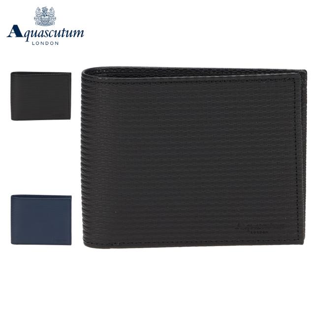 アクアスキュータム AQUASCUTUM 財布 二つ折り財布 ブリクストン メンズ 本革 日本製 小銭入れ付き ブラック ネイビー 黒 AQW-00421