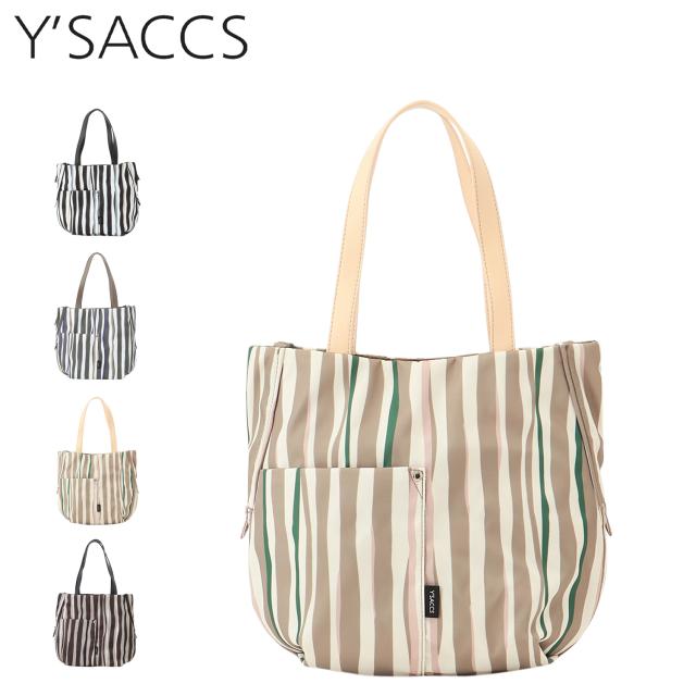 イザック Y’SACCS バッグ トートバッグ ドローイングストライプ レディース A5 小さめ 撥水 軽量 ファスナー付き 10-011-01