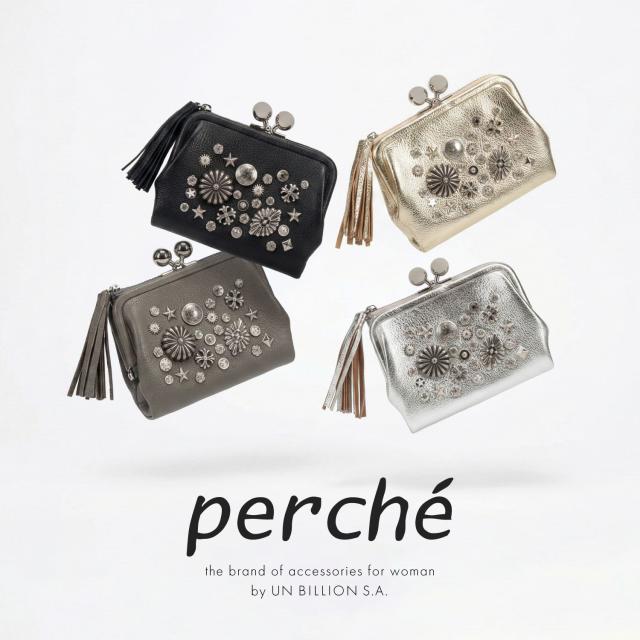 ペルケ perche 財布 二つ折り財布 レディース がま口 軽量 コンパクト