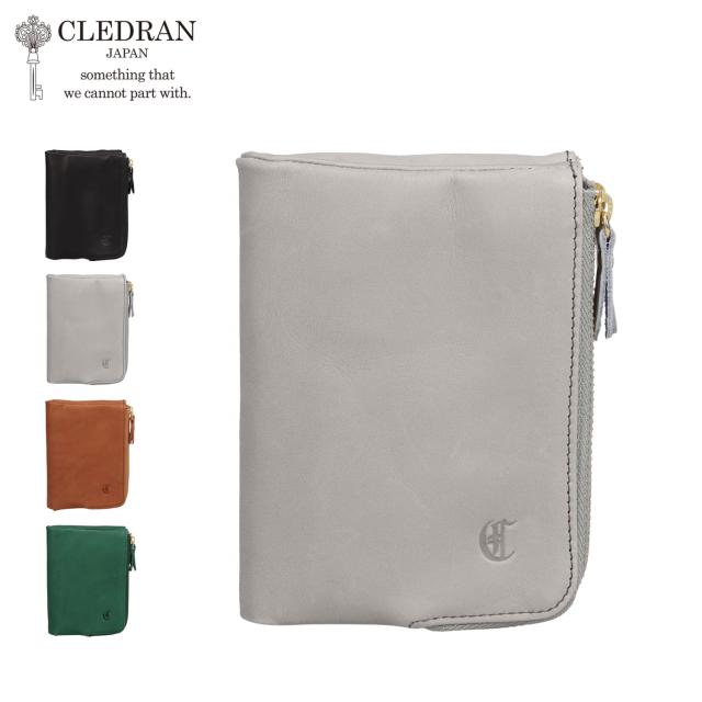 CLEDRAN クレドラン 財布 二つ折り レディース 本革 ファスナー ブラック グレー ブラウン グリーン 黒 CL3930
