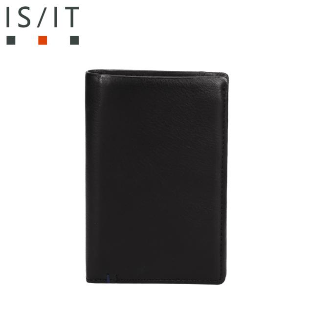 IS/IT イズイット 財布 二つ折りセミ長財布 メンズ 本革 コンパクト 小銭入れ付き シルキー ブラック 黒 968605