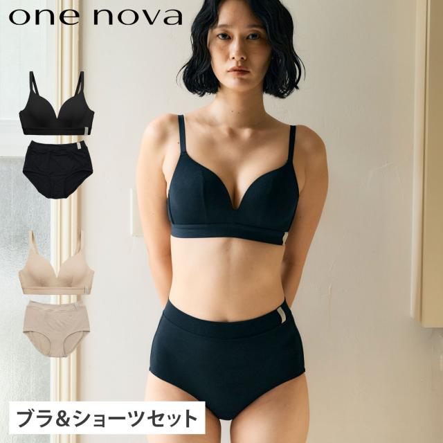 ONE NOVA ワンノバ ブラ ブラジャー ビキニショーツ 2点セット レディース ノンワイヤー 下着 3D設計 65-80サイズ 3D NV23011 NV26026