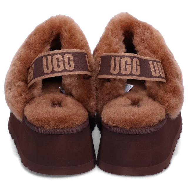 UGG ファー付きスリッパ ブラウン UGG アグ サンダル ファー ファンケット レディース 厚底