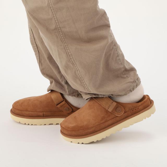 美品☆UGG マキシクロッグ　ムートン　ベージュ(グレージュ) アグ] Wマキシクロッグ ムートン スリッポン レディース 厚底 モック