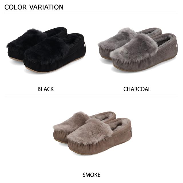 emu エミュー モカシン スリッポン レディース シープスキン CAIRNS REVERSE FUR ブラック グレー ブラウン 黒 W11705_1