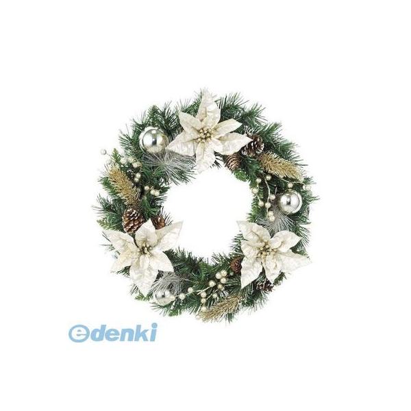 【造花・装飾】【数量限定につき、売切の際はご了承ください】［DIWR61007］ 45cmシャンペーンゴールドポインセチアリース