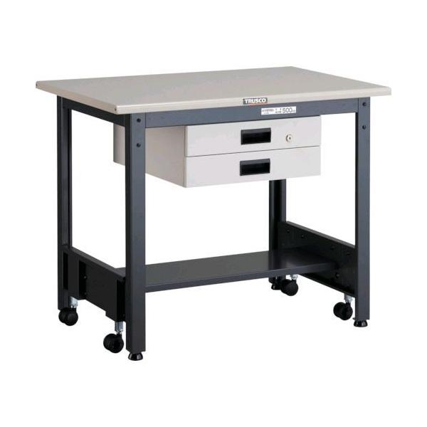 【個人宅配送不可】トラスコ TRUSCO CFWS-0960UDK2 直送 代引不可  ＣＦＷＳ型作業台 ９００Ｘ６００ＸＨ７４０ 薄型２段引出付 ダークグレー色