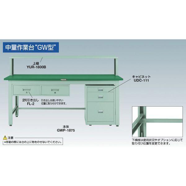 【個人宅配送不可】トラスコ TRUSCO GWP-1260YG 直送 代引不可 ＧＷＰ型作業台 １２００Ｘ６００ＸＨ７４０ ヤンググリーン色 ヤンググリーン_4
