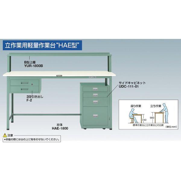 【個人宅配送不可】直送 代引不可 トラスコ TRUSCO HAE-1809F1YG ＨＡＥ型立作業台 １８００Ｘ９００ＸＨ９００ １段引出付 ヤンググリーン色_4