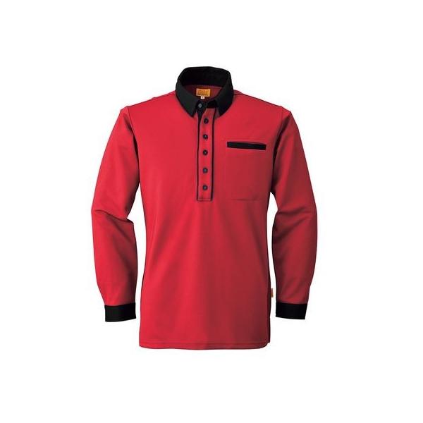 4930269005781 SMART WORK WEAR SW525 メンズ／レデイース長袖ポロシヤツ 色：ラストルージユXブラツク サイズ：L