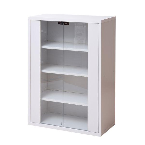 【お客様組立】JKプラン FR-046-WH 直送 代引不可 6BOXシリーズ ガラス扉 FR046WH ガラスキャビネット ディスプレイ 木製 北欧 幅 60 cm 高さ90 リビングキャビ