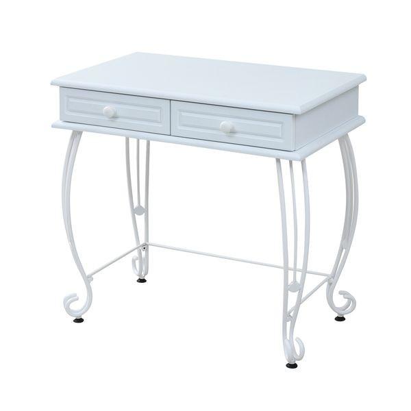 【お客様組立】JKプラン IRI-1018-WH 直送 代引不可 ロートアイアンシリーズ デスク IRI1018WH ミニデスク シンプルデスク 幅76.5 奥行47 引き出し 付き アイア