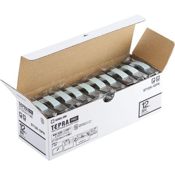 キングジム KING JIM  ST12K-10PN PROテ−プエコパック透明ラベル10個 ST12K10PN 黒文字