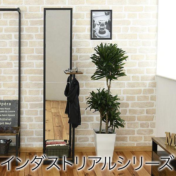 JKプラン KKS-0020-BKBR 直送 代引不可 インダストリアル スタンドミラー KKS0020BKBR インダストリアル スタンドミラー 幅40 奥行30 高さ160 小物置き 付き 全_1