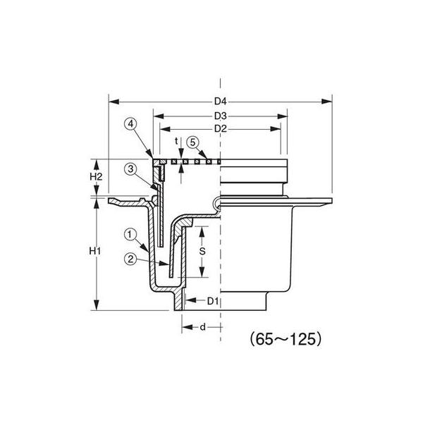 直送 代引不可・他メーカー同梱不可 アウス 4573124600563 D−5B 100 防水用床排水トラップ【キャンセル不可】