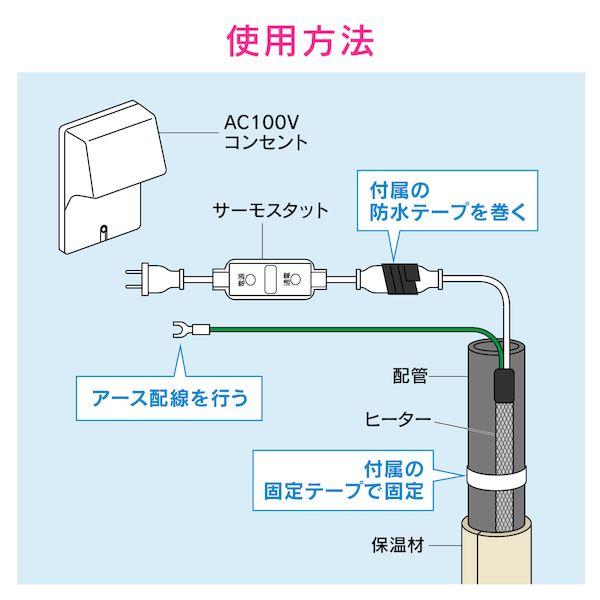 直送 代引不可・他メーカー同梱不可 カクダイ GA-KE006 GAONA ガオナ これカモ 凍結防止ヒーター 10m サーモスタットつき 【水道管の_4