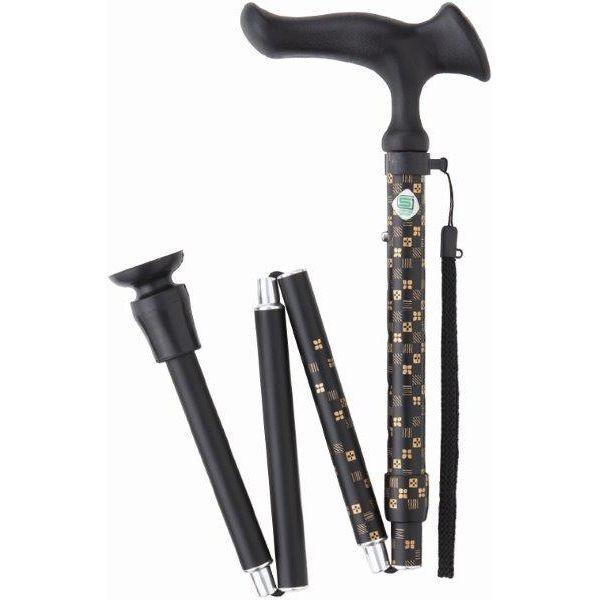 4977626734106 【5個入】かるがもE 折畳S 市松黒【キャンセル不可】 フジホーム ステッキ 折りたたみ式 防滑グリップ