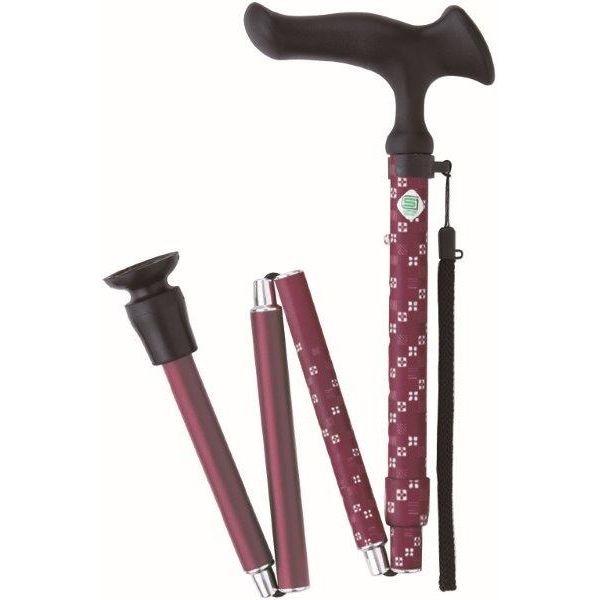 4977626734113 【5個入】かるがもE 折畳S 市松茜【キャンセル不可】 フジホーム ステッキ 折りたたみ式 防滑グリップ