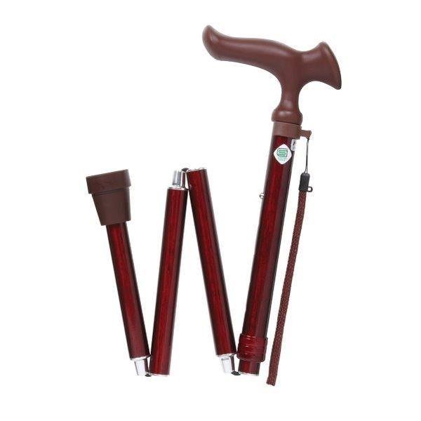 4977626735042 【5個入】かるがもオム 折畳M 木目ミディアム【キャンセル不可】 フジホーム ステッキ 大きめグリップ 防滑