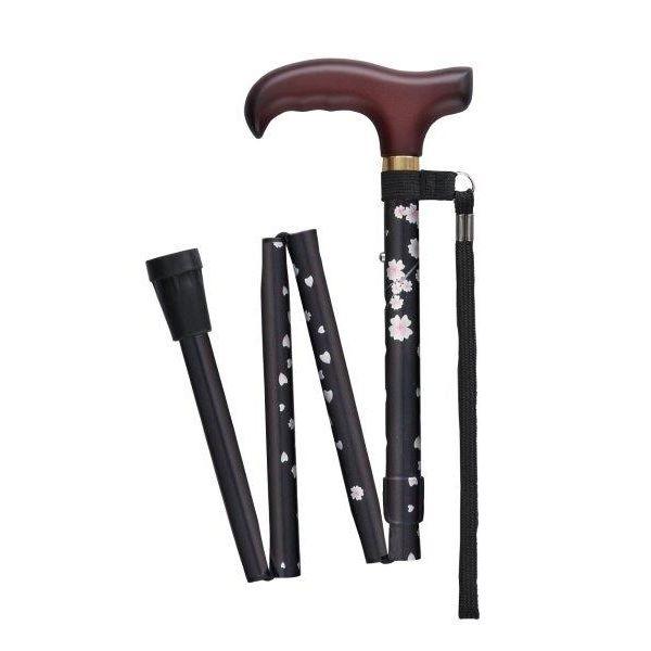 4977626735837 【2個入】ベーシック 折畳S チェリーブラック【キャンセル不可】 ステッキ WB3942 フジホーム