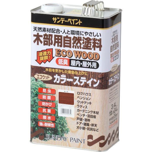 サンデーペイント 4906754254873 エコウッドカラーステイン チーク 3400M 3400ml