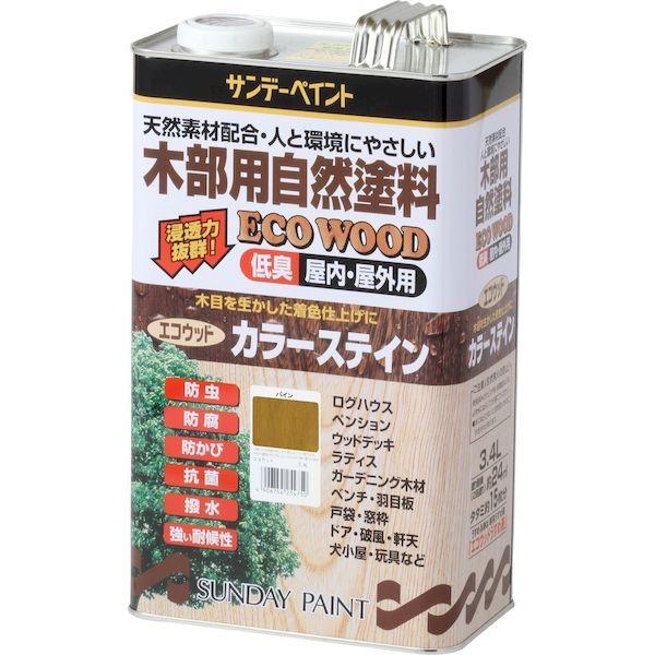 サンデーペイント 4906754267941 エコウッドカラーステイン パイン 3400M 3400ml