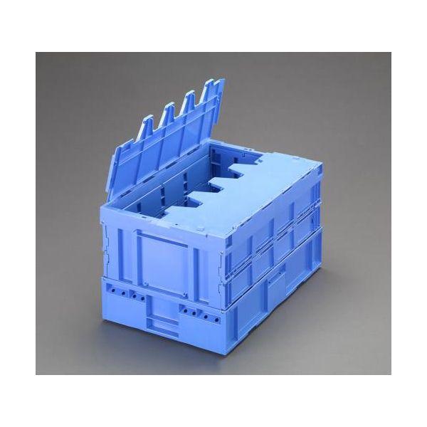 【個人宅配送不可】直送 代引不可 エスコ EA506AA-213  658x441x382mm／84．5L 折畳コンテナ 青／蓋付 EA506AA213【キャンセル不可】