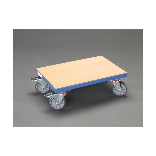 【個人宅配送不可】直送 代引不可 エスコ EA520AD-11A  610x410mm／250kg ドーリー ブレーキ付／木製天板 EA520AD11A【キャンセル不可】