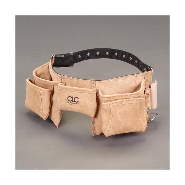 【個人宅配送不可】直送 代引不可 エスコ EA925CA-26  12ポケット ダブルツールポーチ 革製・ベルト付 EA925CA26【キャンセル不可】