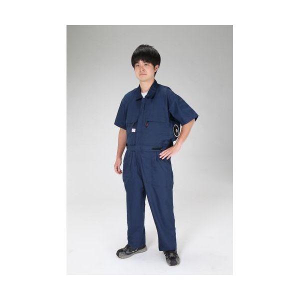 【個人宅配送不可】直送 代引不可 エスコ EA996AM-105 4L 空調継ぎ作業服 送風ファン付／半袖ネイビー EA996AM105【キャンセル不可】 17,086円
