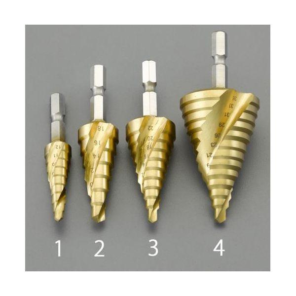 エスコ EA825GK-3 4−22mm ステップドリル 1／4”六角軸・HSS EA825GK3【キャンセル不可】