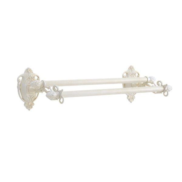 ゴーリキアイランド 640369 真鍮製ダブルタオルバー Arabesqueシリーズ 古白色 360ミリタイプ 真鍮 2連 二連 タオル掛け タオルハ