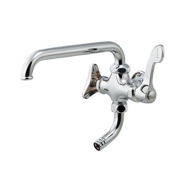 カクダイ 704-407-13QR 厨房双口横形水栓 70440713QR 厨房用双口横形自在水栓 KAKUDAI 単水栓タイプ