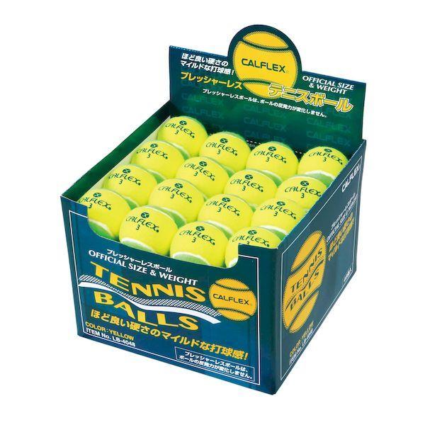 4982724233369 【48個入】CALFLEX LB−4048YLXGR ノンプレッシャー・ツートンカラー硬式テニスボール 48P 1P／P 色：イエロー