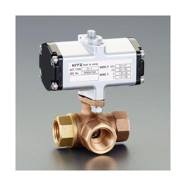 【個人宅配送不可】直送 代引不可 エスコ EA470BV-104 Rc 1／2” 空圧式三方ボールバルブ 青銅製 EA470BV104