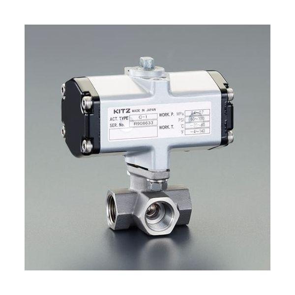 【個人宅配送不可】直送 代引不可 エスコ EA470BW-102 Rc 1／4” 空圧式三方ボールバルブ ステンレス製 EA470BW102