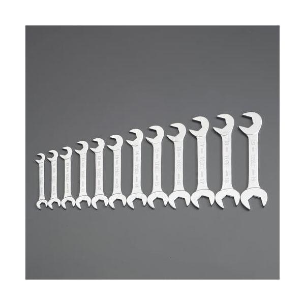 【個人宅配送不可】直送 代引不可 エスコ EA615GC  12本組／8−19mm 両口スパナセット 薄型