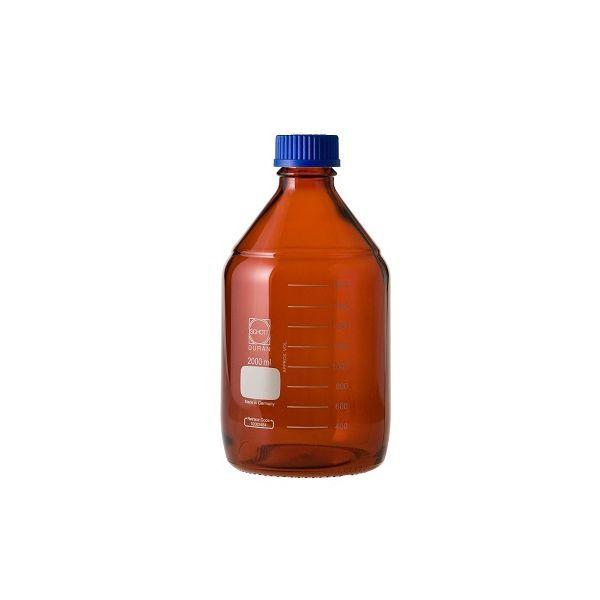 アズワン 1-1961-07 ねじ口びん茶褐色2000mlGL−45A【1本】 1196107 青キャップ付 2L